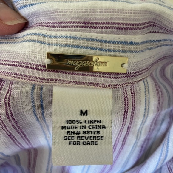 Magaschoni Multicolor Striped Linen Midi Dress - Picture 5 of 8